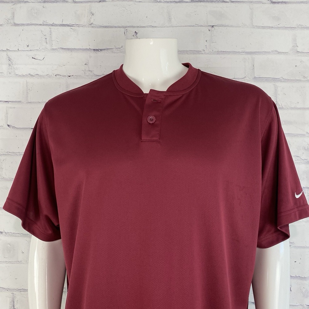 Nike Shirt‎ Men's Large Blade Polo Collar Mock Short Sleeve Nike Team Burgundy